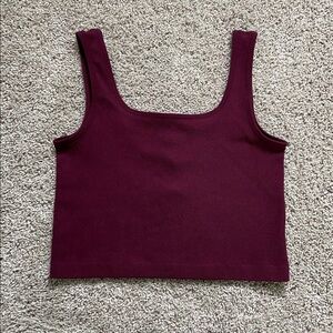 c’est moi • Maroon Fine Ribbed Cropped Bamboo Tank